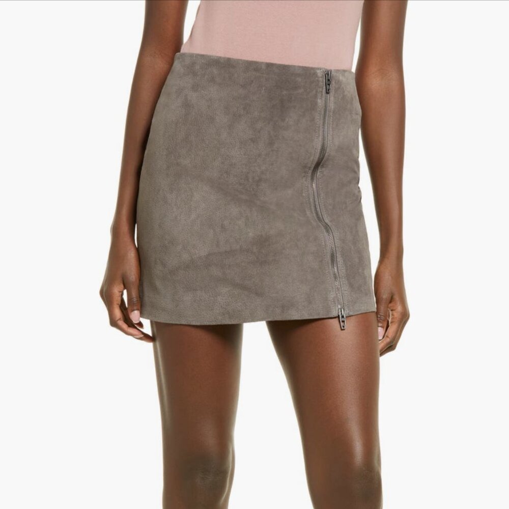 BLANKNYC Zip Suede Miniskirt (High Altitude)